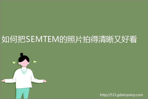 如何把SEMTEM的照片拍得清晰又好看