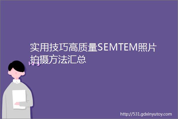 实用技巧高质量SEMTEM照片拍摄方法汇总